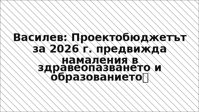 Василев: Проектобюджетът за 2026 г. предвижда намаления в здравеопазването и образованието