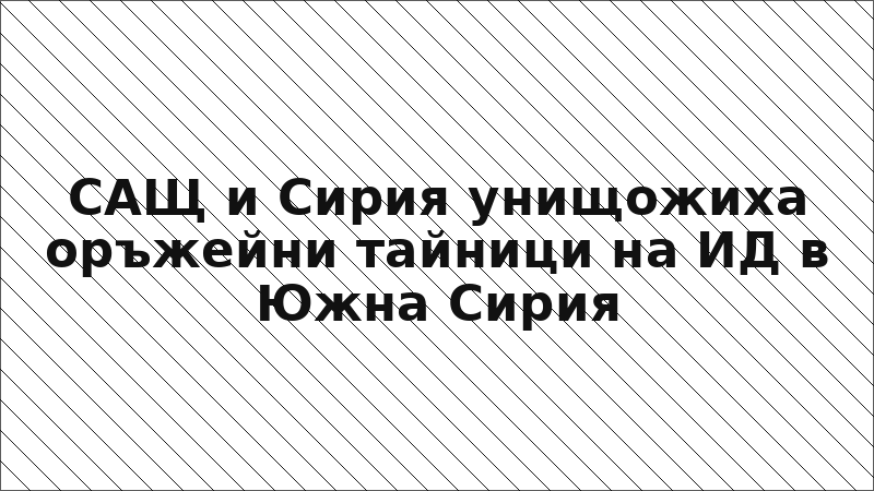 САЩ и Сирия унищожиха оръжейни тайници на ИД в Южна Сирия