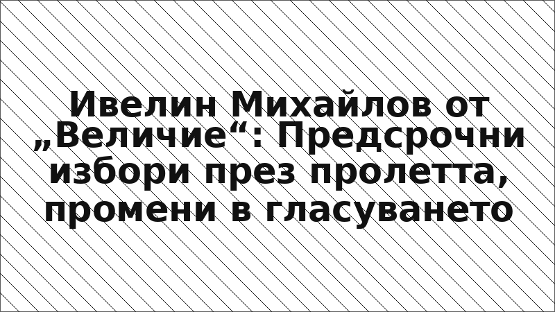 Ивелин Михайлов от „Величие“: Предсрочни избори през пролетта, промени в гласуването
