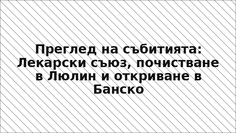 Преглед на събитията: Лекарски съюз, почистване в Люлин и откриване в Банско