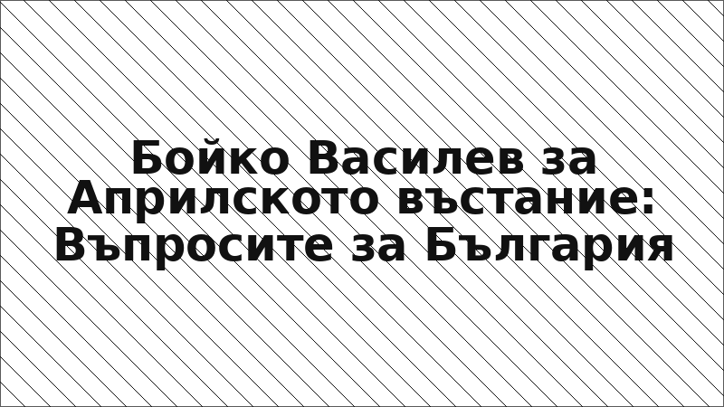 Бойко Василев за Априлското въстание: Въпросите за България