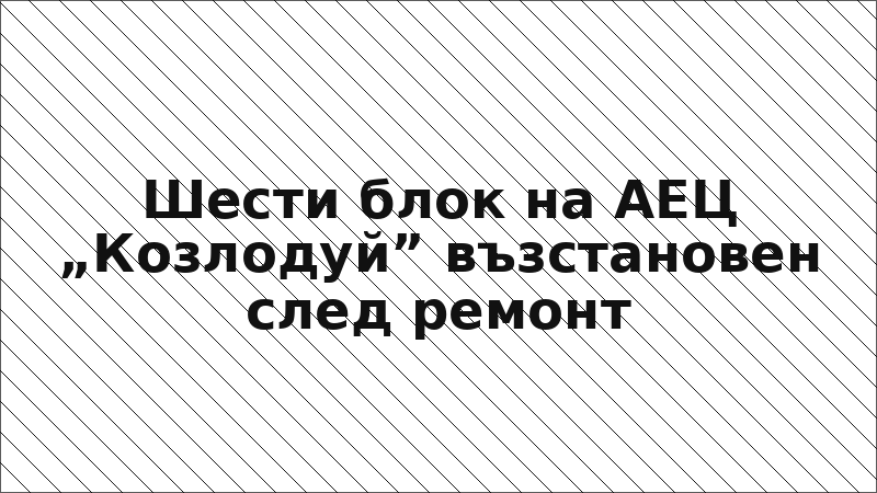 Шести блок на АЕЦ „Козлодуй” възстановен след ремонт