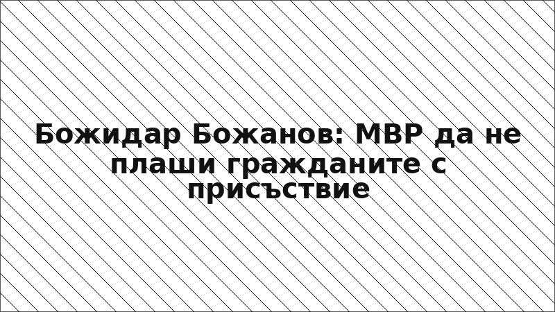 Божидар Божанов: МВР да не плаши гражданите с присъствие