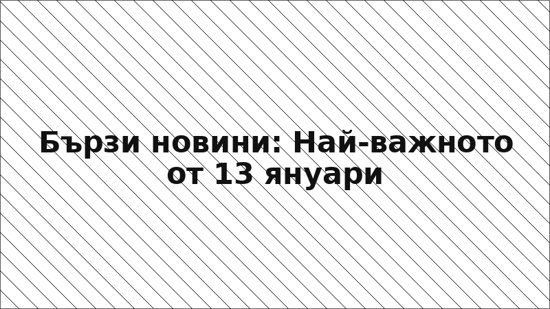 Бързи новини: Най-важното от 13 януари