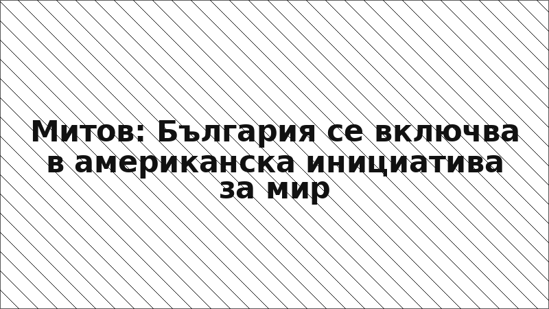 Митов: България се включва в американска инициатива за мир