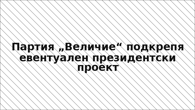 Партия „Величие“ подкрепя евентуален президентски проект