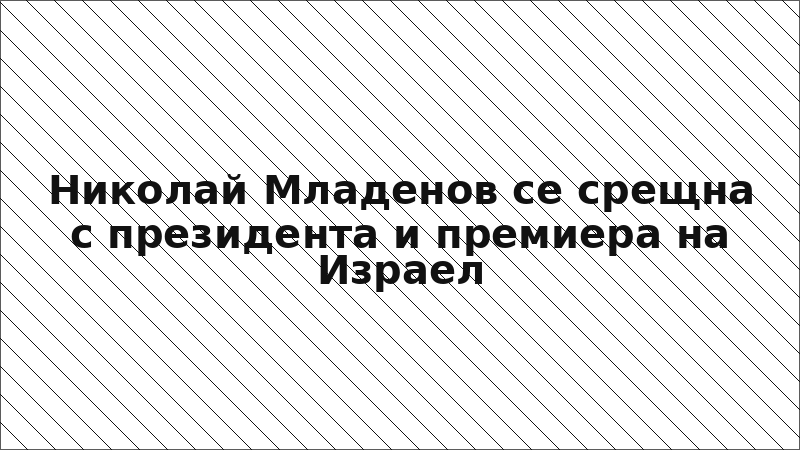 Николай Младенов се срещна с президента и премиера на Израел