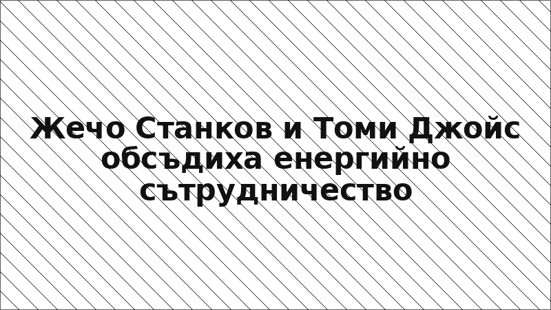 Жечо Станков и Томи Джойс обсъдиха енергийно сътрудничество