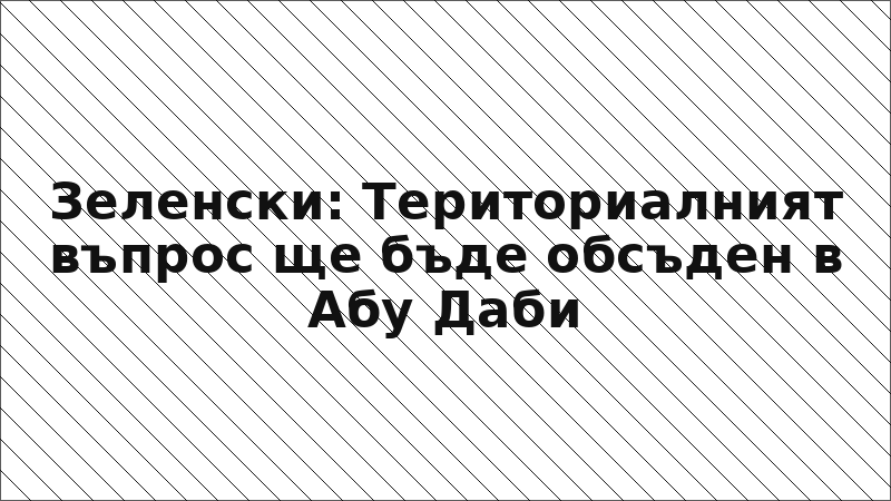 Зеленски: Териториалният въпрос ще бъде обсъден в Абу Даби