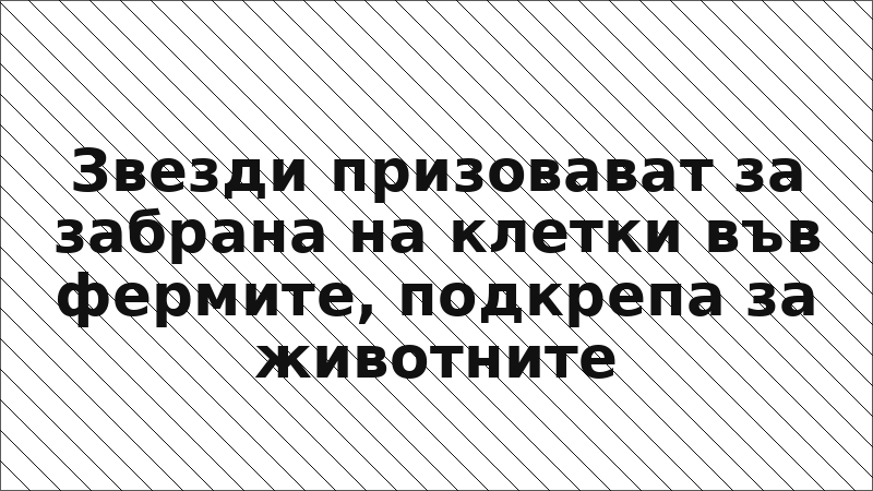 Звезди призовават за забрана на клетки във фермите, подкрепа за животните