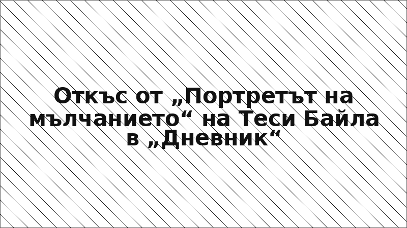 Откъс от „Портретът на мълчанието“ на Теси Байла в „Дневник“