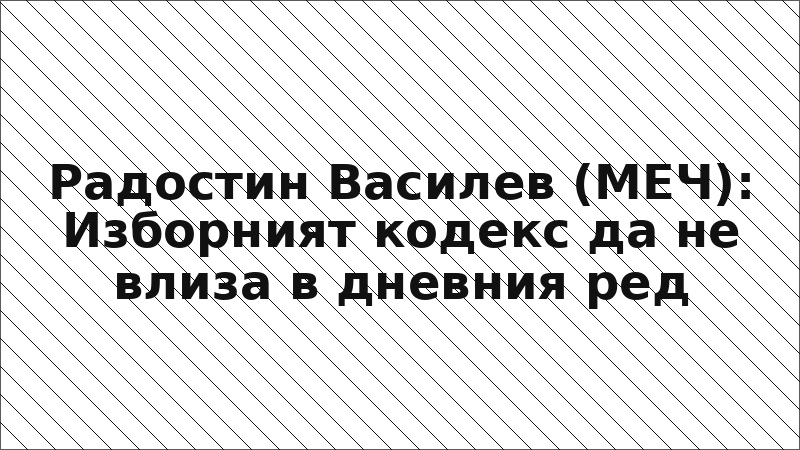 Радостин Василев (МЕЧ): Изборният кодекс да не влиза в дневния ред