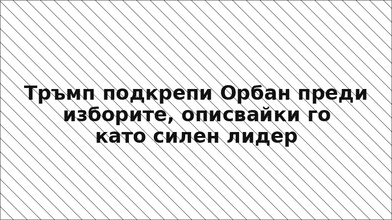 Тръмп подкрепи Орбан преди изборите, описвайки го като силен лидер