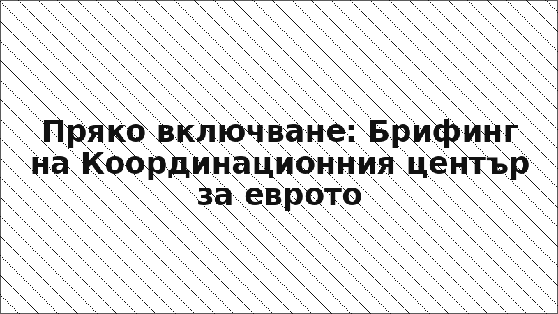 Пряко включване: Брифинг на Координационния център за еврото