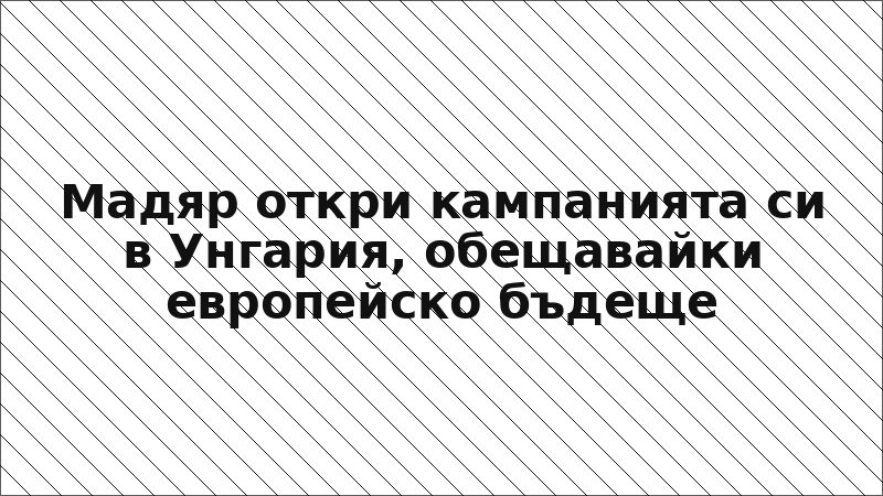 Мадяр откри кампанията си в Унгария, обещавайки европейско бъдеще
