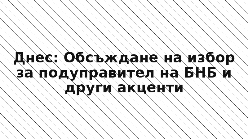 Днес: Обсъждане на избор за подуправител на БНБ и други акценти