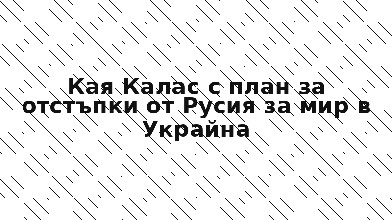 Кая Калас с план за отстъпки от Русия за мир в Украйна