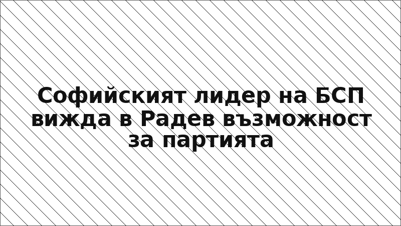 Софийският лидер на БСП вижда в Радев възможност за партията