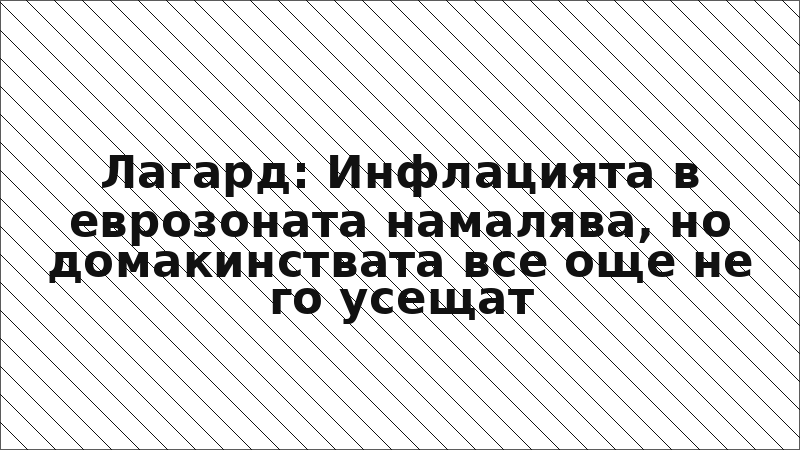 Лагард: Инфлацията в еврозоната намалява, но домакинствата все още не го усещат