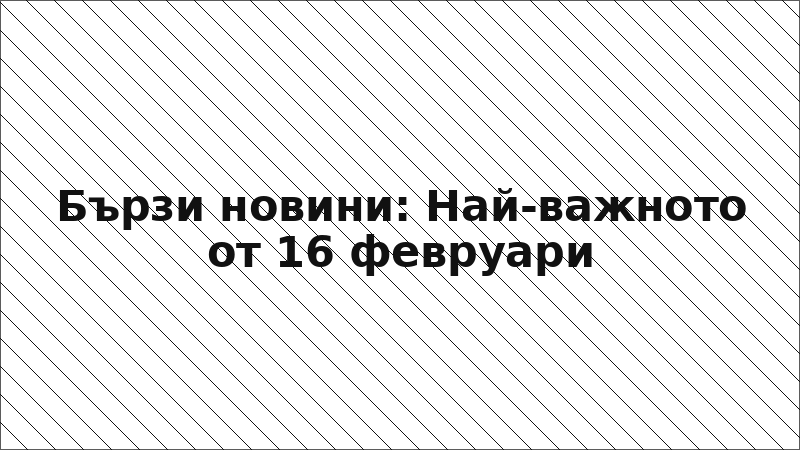 Бързи новини: Най-важното от 16 февруари