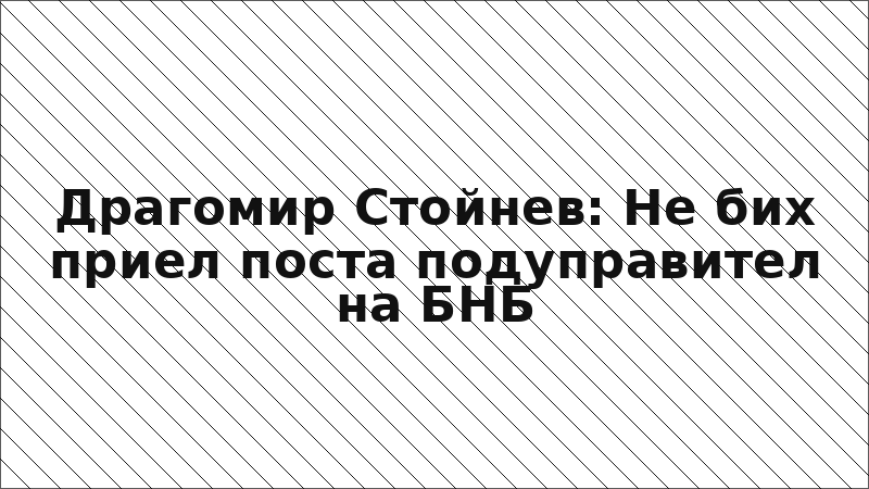 Драгомир Стойнев: Не бих приел поста подуправител на БНБ