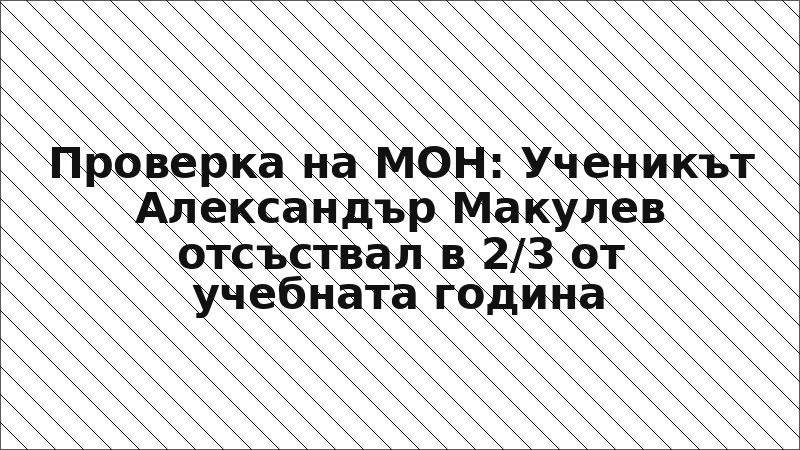 Проверка на МОН: Ученикът Александър Макулев отсъствал в 2/3 от учебната година