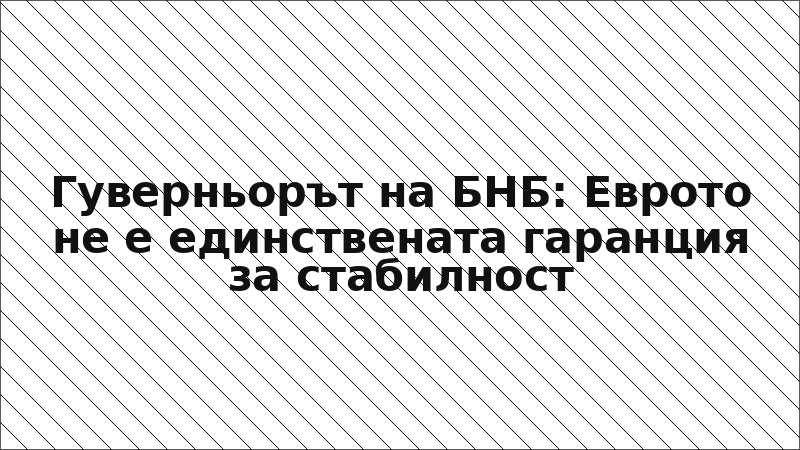 Гуверньорът на БНБ: Еврото не е единствената гаранция за стабилност
