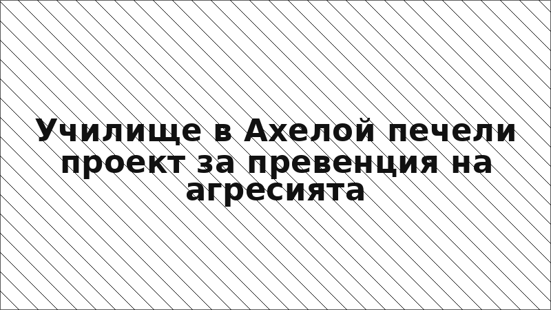Училище в Ахелой печели проект за превенция на агресията