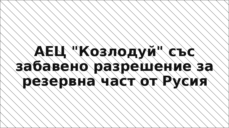 АЕЦ "Козлодуй" със забавено разрешение за резервна част от Русия