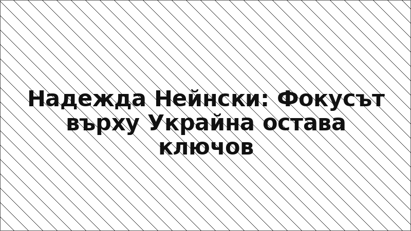 Надежда Нейнски: Фокусът върху Украйна остава ключов