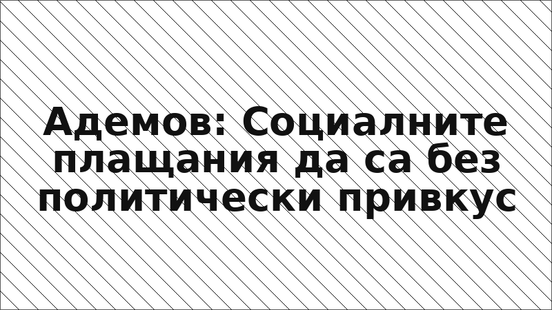 Адемов: Социалните плащания да са без политически привкус