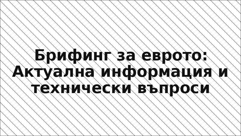 Брифинг за еврото: Актуална информация и технически въпроси