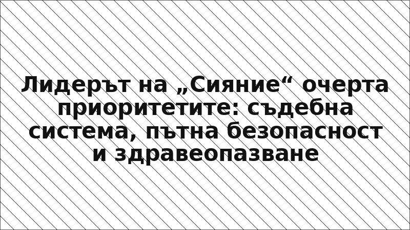 Лидерът на „Сияние“ очерта приоритетите: съдебна система, пътна безопасност и здравеопазване