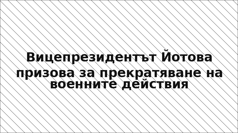 Вицепрезидентът Йотова призова за прекратяване на военните действия