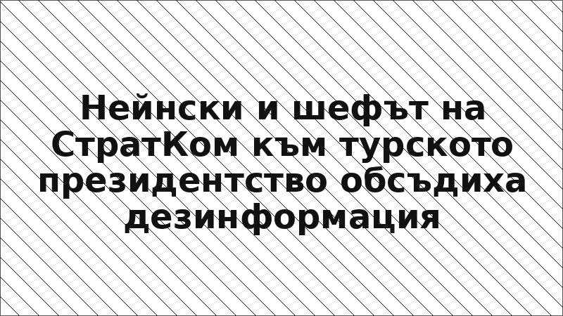 Нейнски и шефът на СтратКом към турското президентство обсъдиха дезинформация