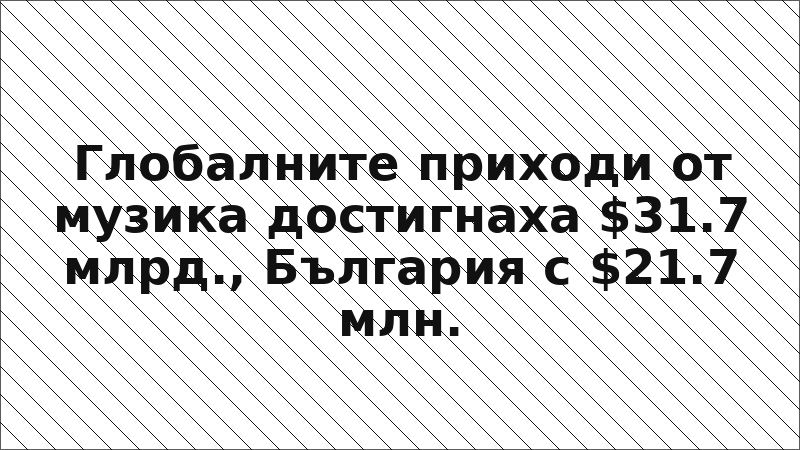 Глобалните приходи от музика достигнаха $31.7 млрд., България с $21.7 млн.