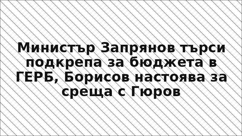Министър Запрянов търси подкрепа за бюджета в ГЕРБ, Борисов настоява за среща с Гюров