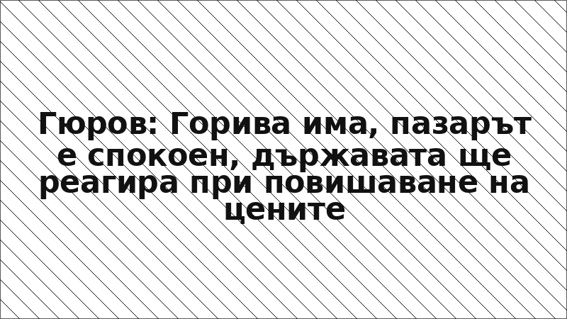 Гюров: Горива има, пазарът е спокоен, държавата ще реагира при повишаване на цените