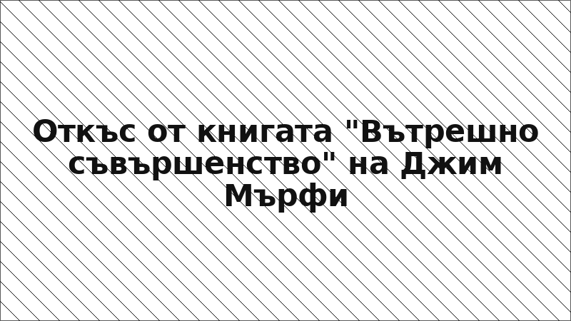 Откъс от книгата "Вътрешно съвършенство" на Джим Мърфи