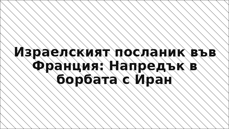 Израелският посланик във Франция: Напредък в борбата с Иран