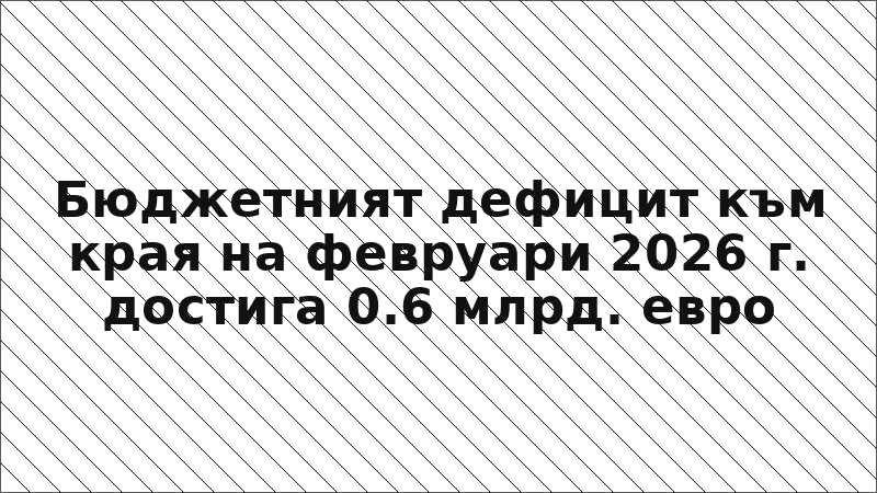 Бюджетният дефицит към края на февруари 2026 г. достига 0.6 млрд. евро