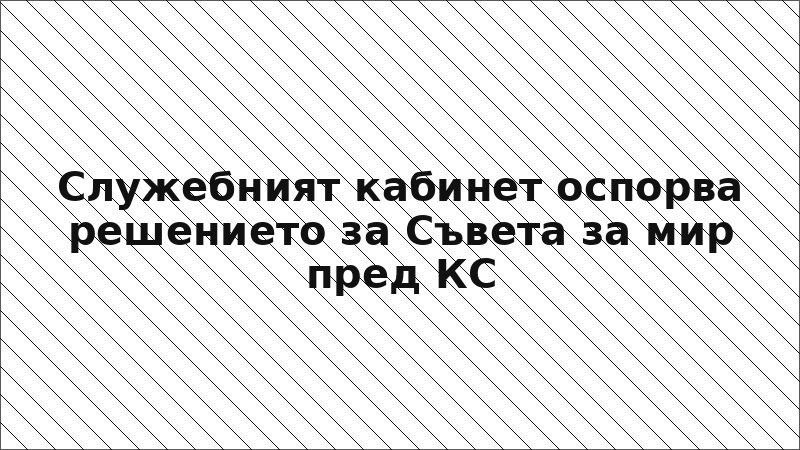 Служебният кабинет оспорва решението за Съвета за мир пред КС