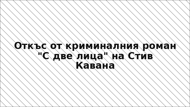 Откъс от криминалния роман "С две лица" на Стив Кавана