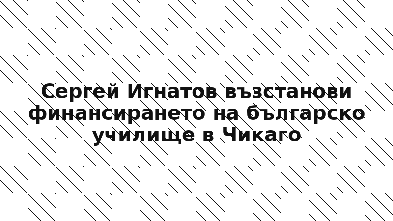 Сергей Игнатов възстанови финансирането на българско училище в Чикаго