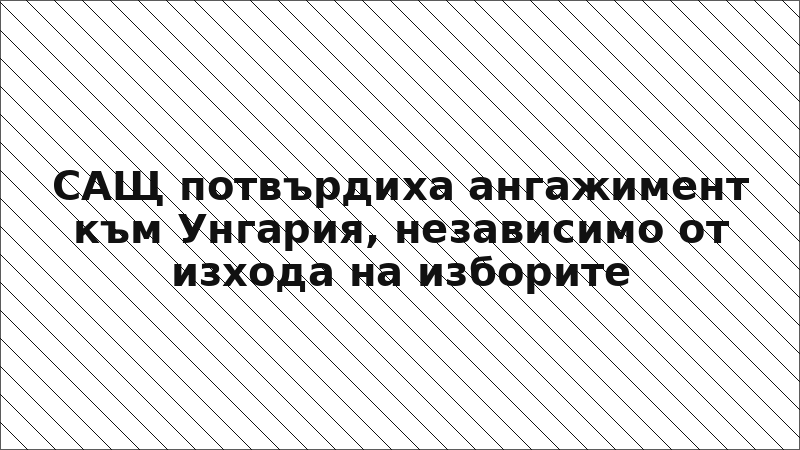 САЩ потвърдиха ангажимент към Унгария, независимо от изхода на изборите