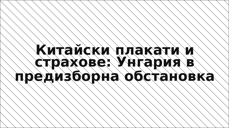 Китайски плакати и страхове: Унгария в предизборна обстановка