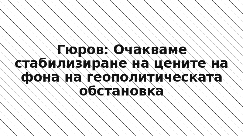 Гюров: Очакваме стабилизиране на цените на фона на геополитическата обстановка