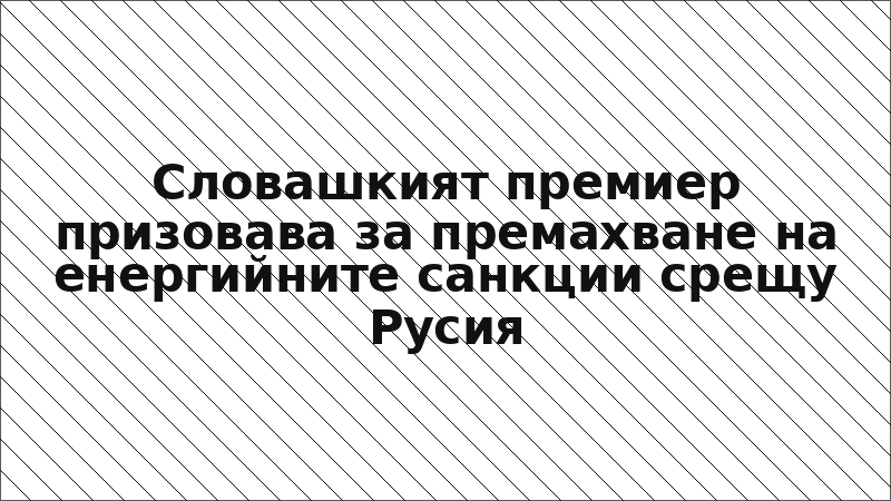 Словашкият премиер призовава за премахване на енергийните санкции срещу Русия
