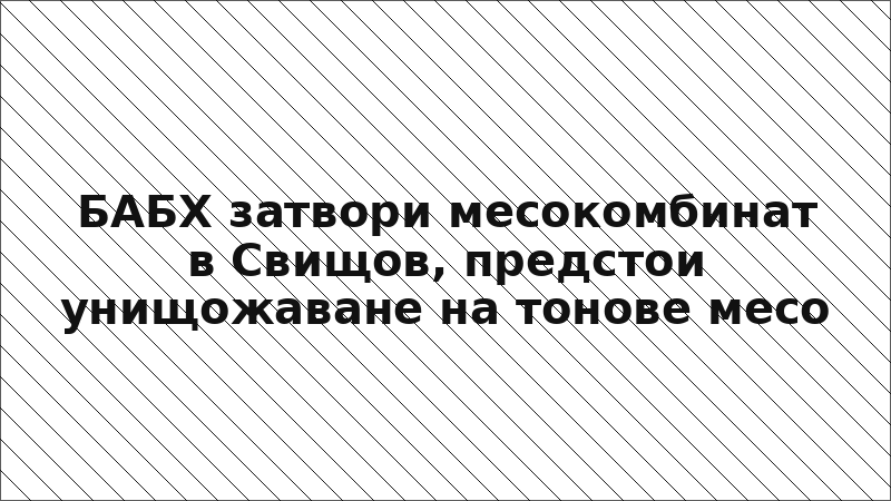 БАБХ затвори месокомбинат в Свищов, предстои унищожаване на тонове месо