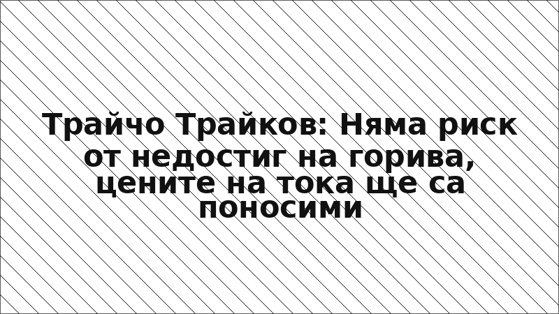Трайчо Трайков: Няма риск от недостиг на горива, цените на тока ще са поносими